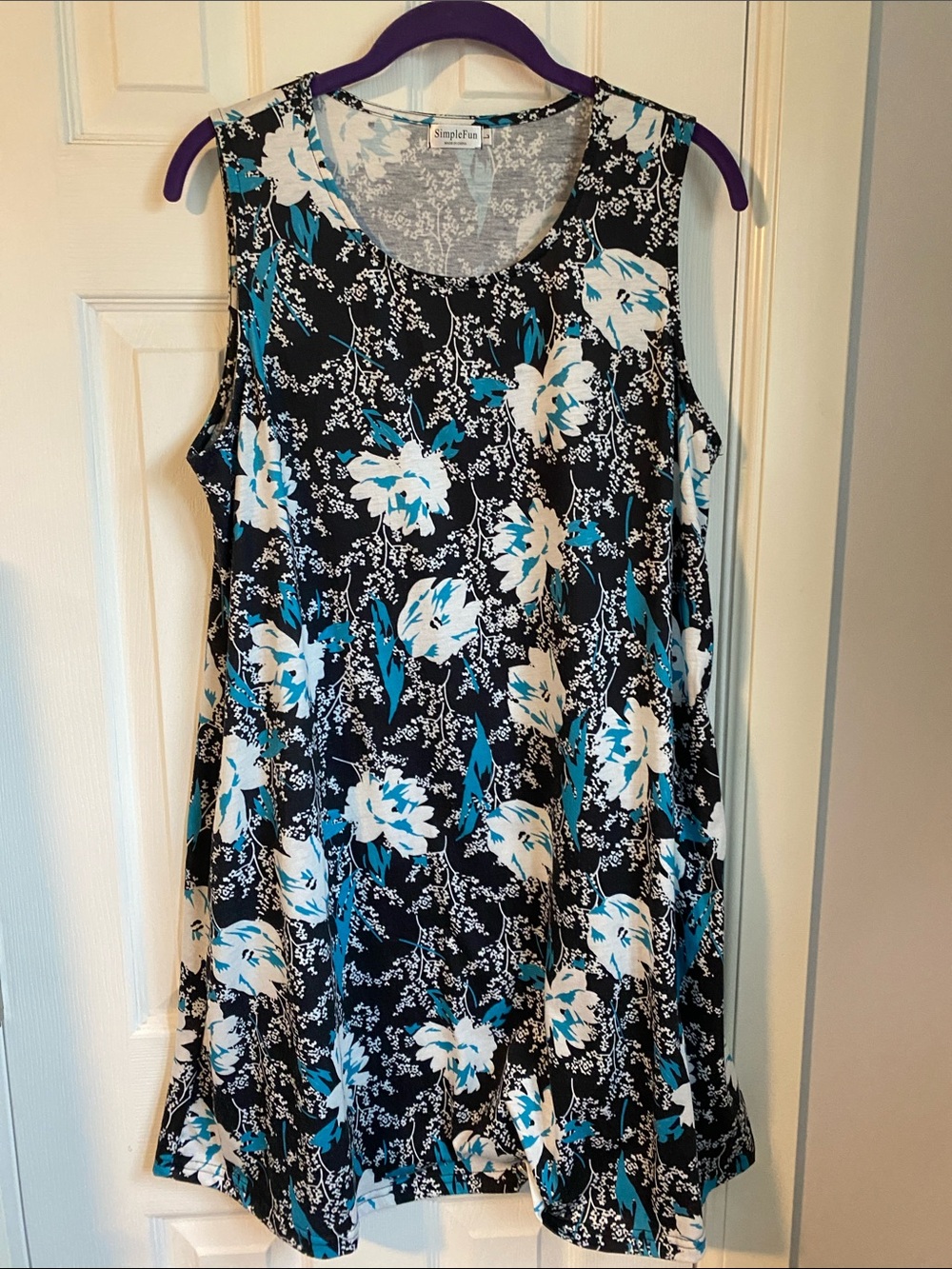 Sleeveless Floral Midi Dress in Black and Teal by